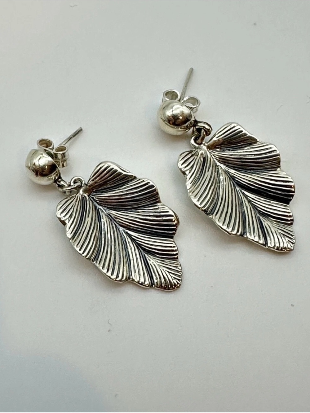 Silver 959 Leaf Drop Earrings - Women's Jewelry